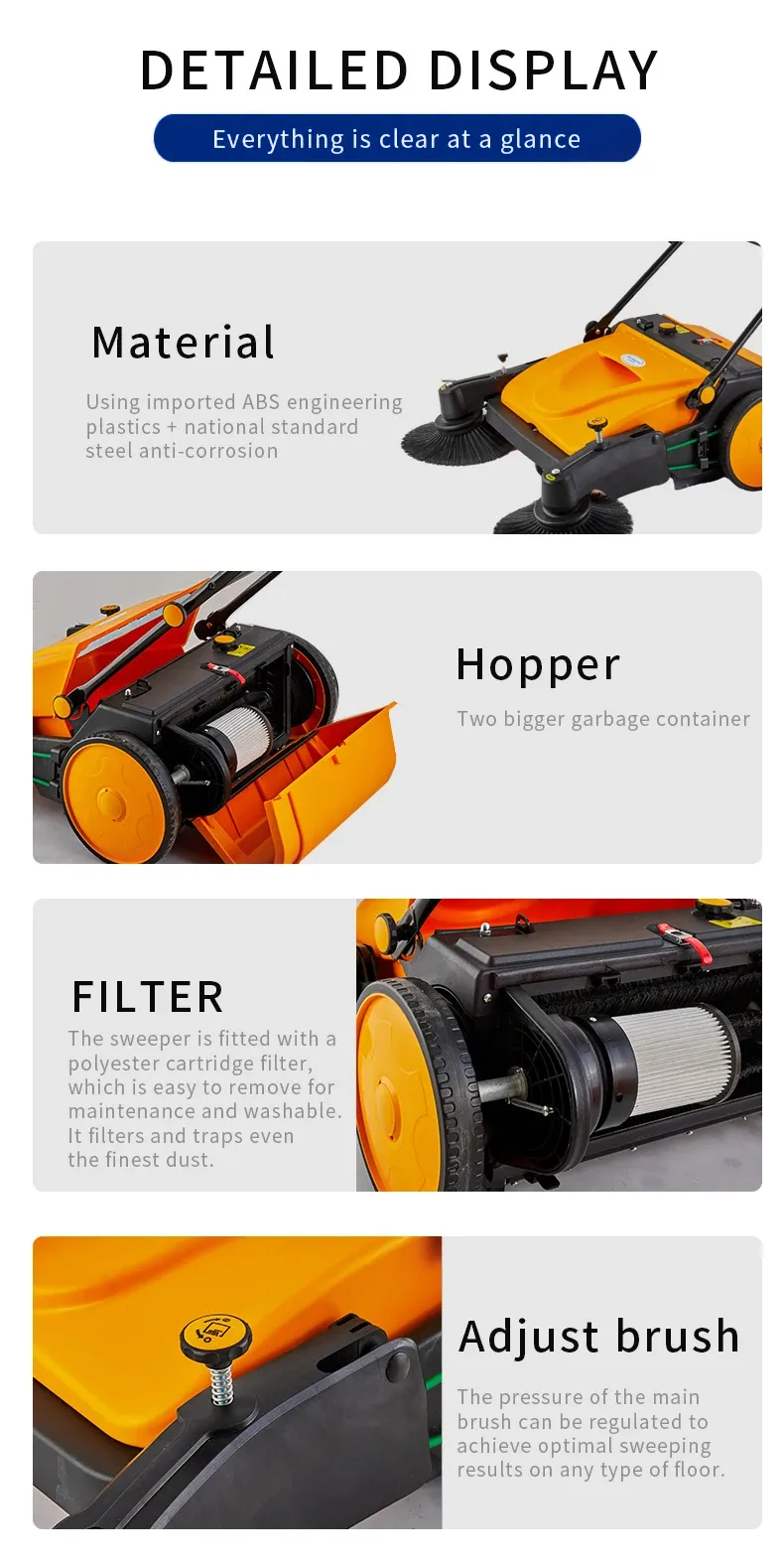 მინი იატაკისა და ფილების საწმენდი დამგველი მანქანა - კომპაქტური, ხელით სამართავი MAGWELL S480